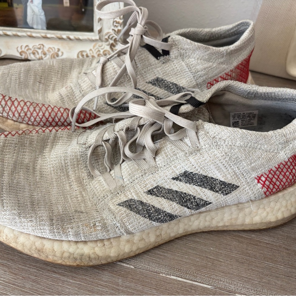 Adidas Beige and Red Sneakers